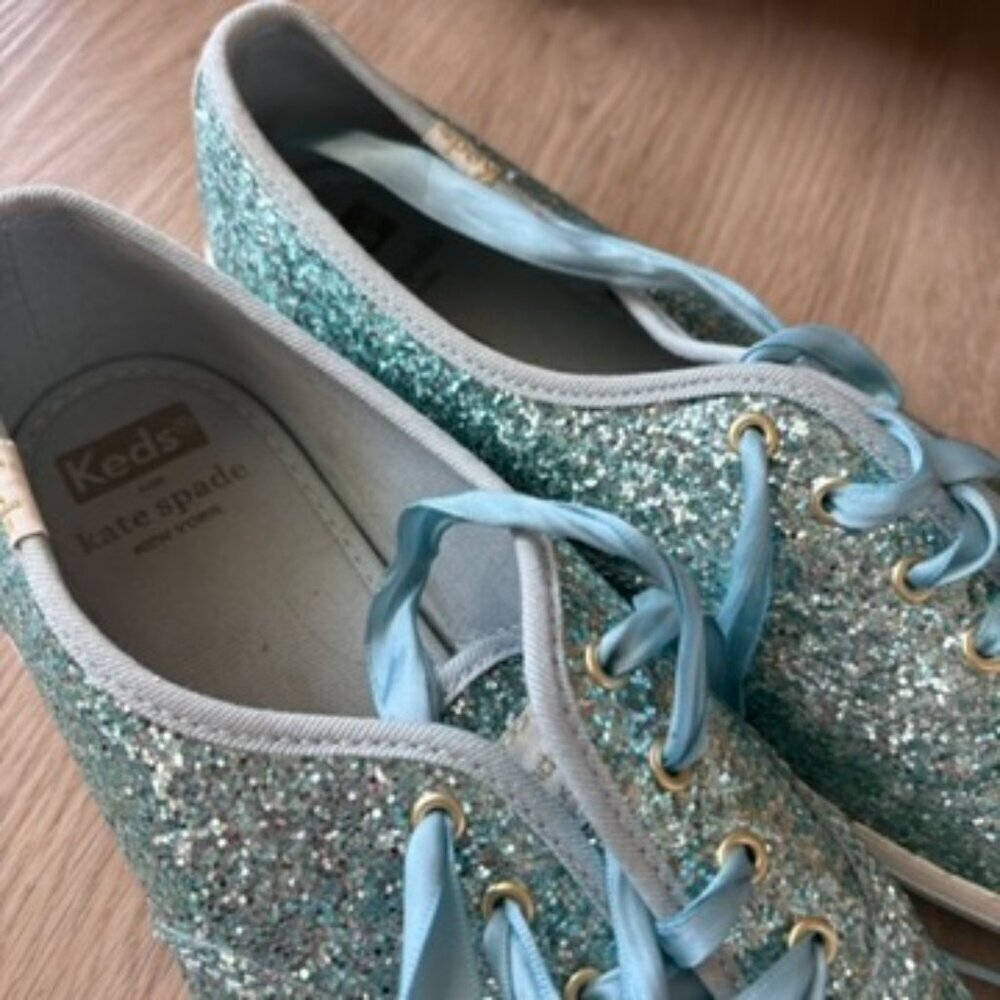 ** Keds x Kate Spade Blue Glitter Sneaker Womens 7 - Picture 3 of 8